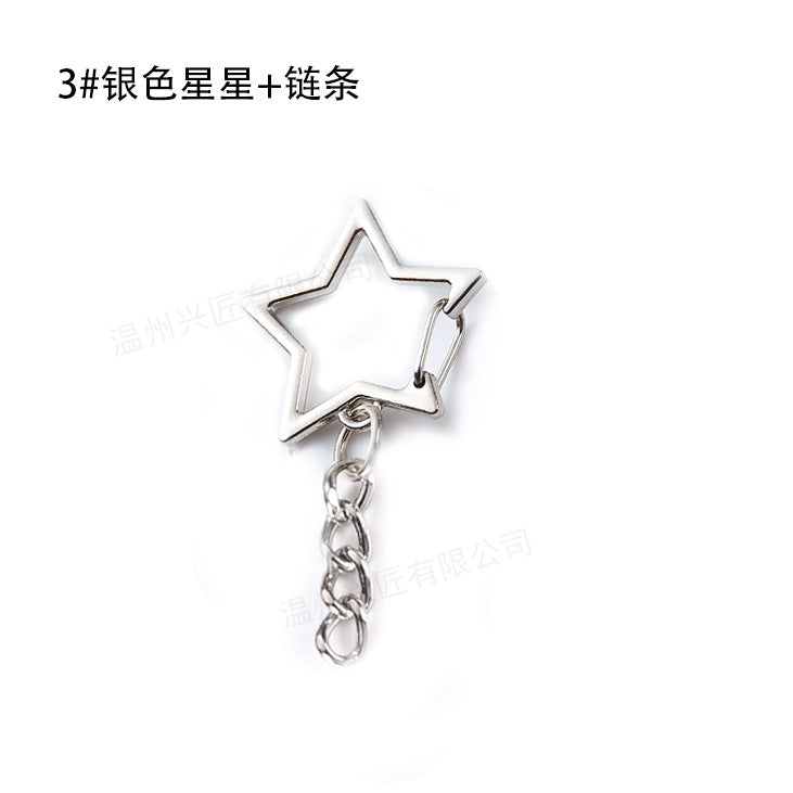 Metal DIY Five-pointed Star Clip Keychain