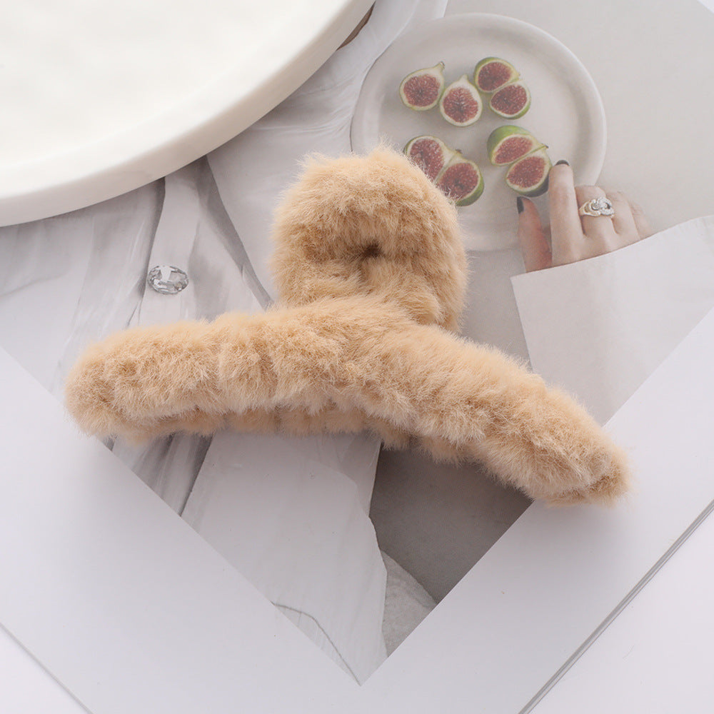 Wholesale autumn and winter plush head hair catch elegant temperament shark clip hair clip