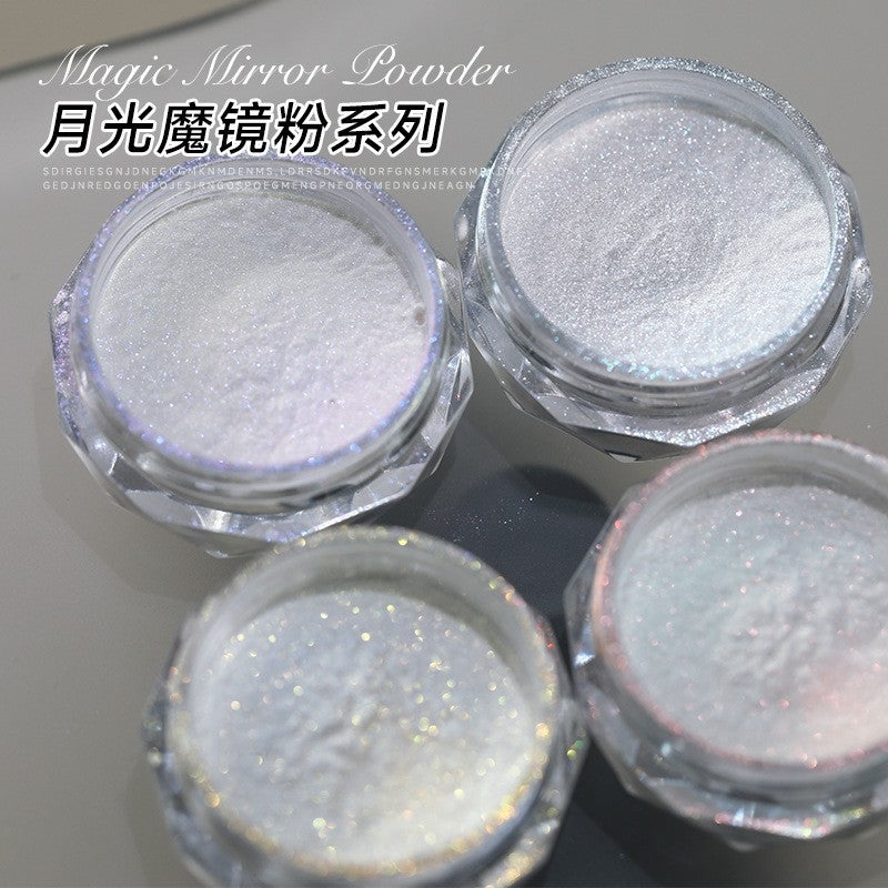 Wholesale Moonlight powder for nail art, fantasy aurora powder, silver-white nail art, magic mirror powder, pearl glitter powder