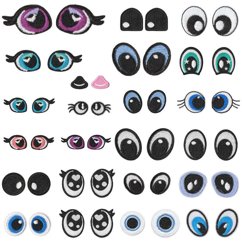 Wholesale Embroidered Cartoon Eye Patches Iron On DIY Decorative Accent For Towels Clothing Craft Supply