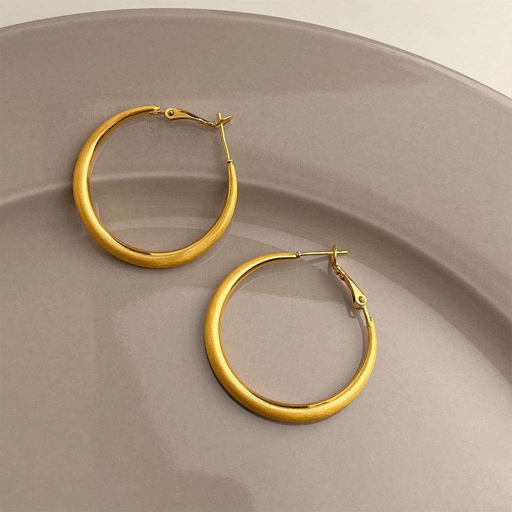 Wholesale Golden brushed frosted geometric earrings