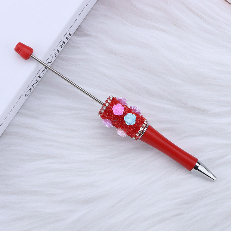 Wholesale 50pcs DIY Rose Flower Sugar Diamond Small Flower Embellishment Creative Beaded Round Bead Cute Pen
