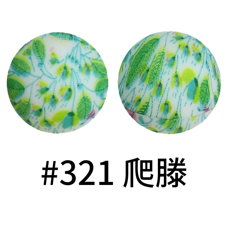 Wholesale 50pcs 16mm Print Silicone Beads Colorful Silicone Water Transfer Beads