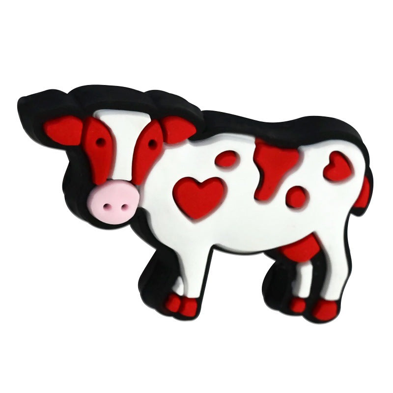 Wholesale 100pcs cartoon colorful cow pen bead accessories DIY soft rubber beads