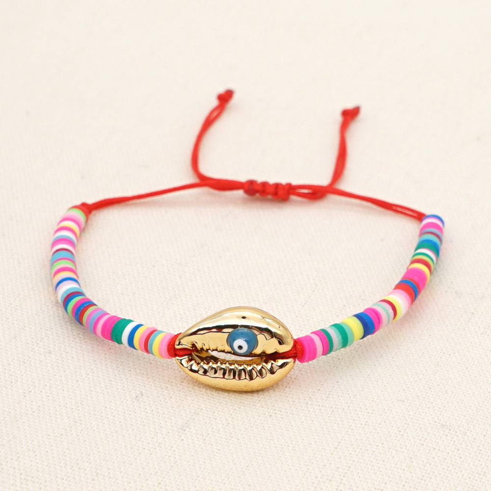 Wholesale 4mm colored polymer clay natural shell drop oil eye Bracelet