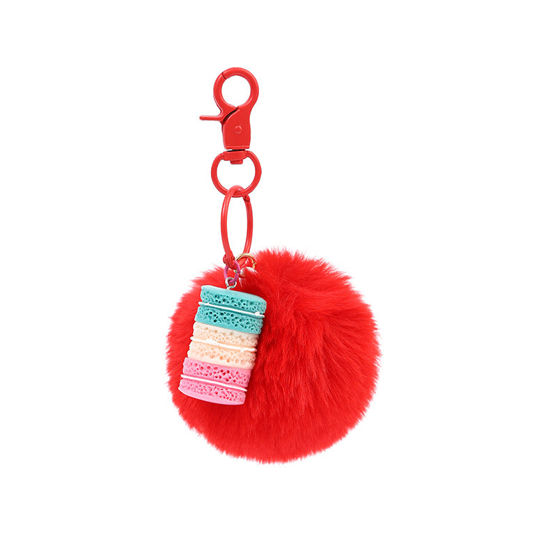 Wholesale Colorful cute furry ball plush Metal Keychain