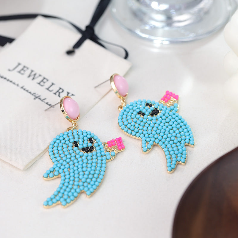 Wholesale Halloween Cute Cartoon Ghost Little Devil Rice Bead Earrings