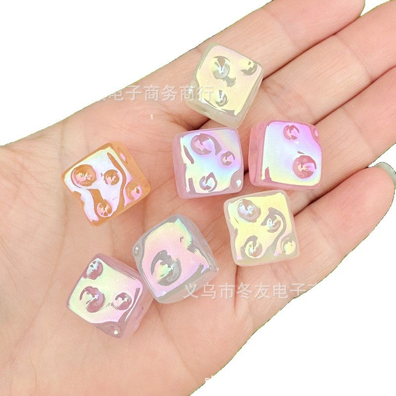 Wholesale 10pcs/pack Colorful Luminous Cheese Square Straight Hole Beads DIY Acrylic Beads