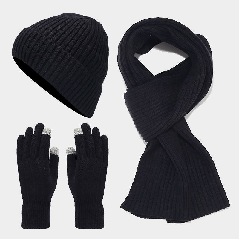 Wholesale Winter Acrylic Plus Velvet Warm Knitted Hat Neck Scarf Gloves Set
