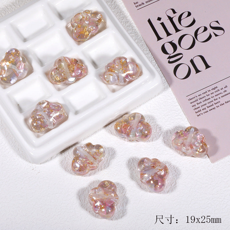 Wholesale Transparent colorful shell five-pointed star cloud through-hole beads