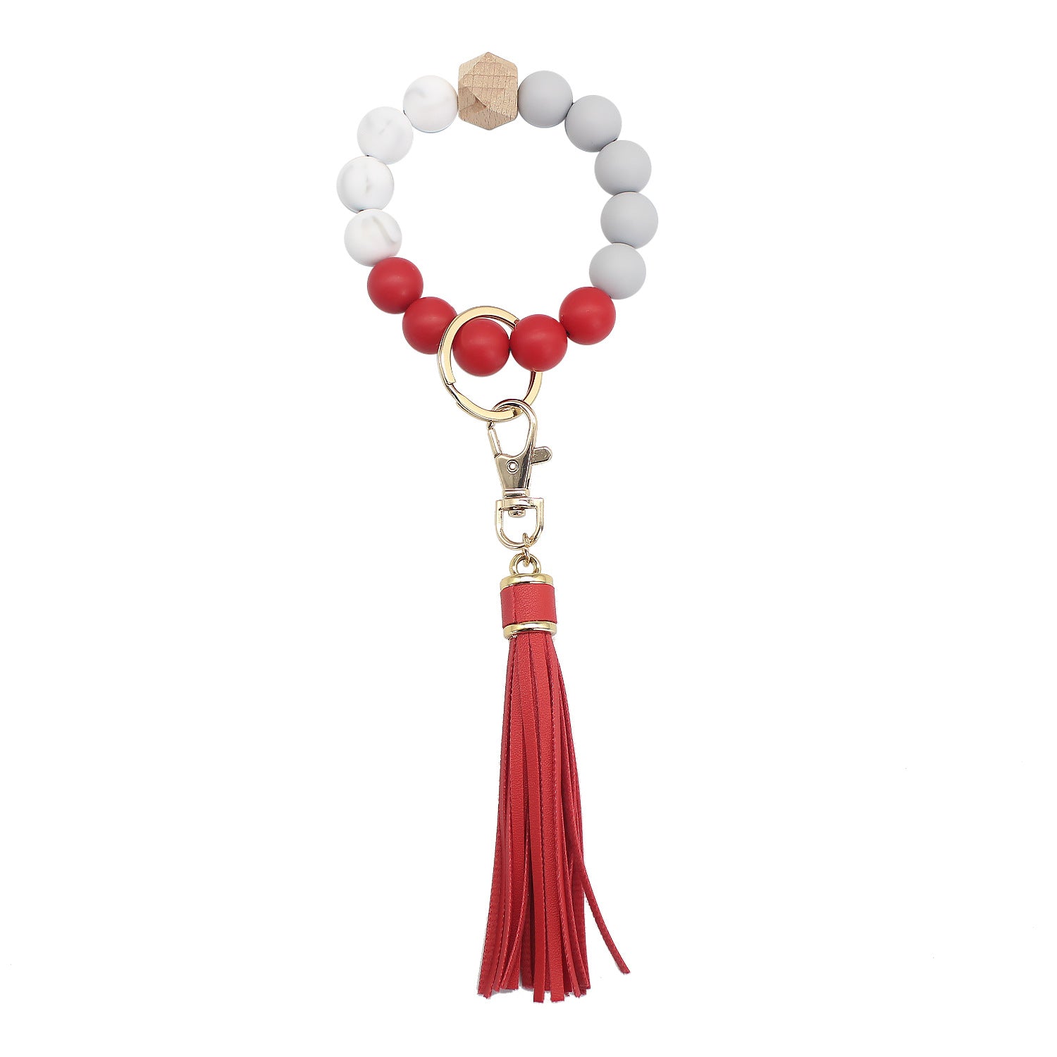 Wholesale Tassel Wood Beads Silicone Beads Wrist Keychain