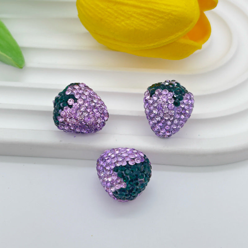 Wholesale 20pcs Strawberry clay filled with diamond beads