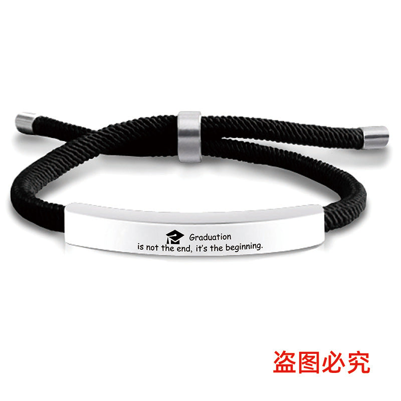 Wholesale Stainless Steel Braided 2024 Graduation Season Day Engraved Bracelet