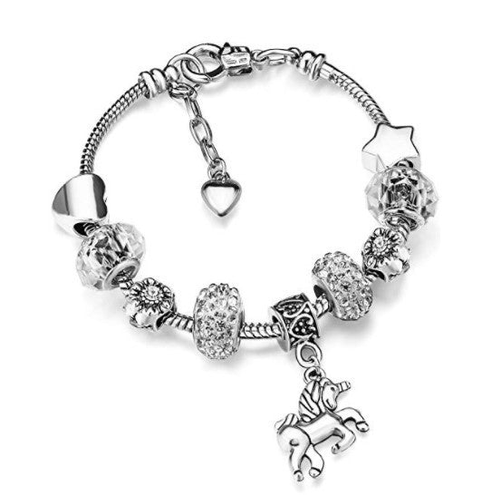 Wholesale Unicorn Heart Five-pointed Star Large Hole Bead Crystal Bracelet