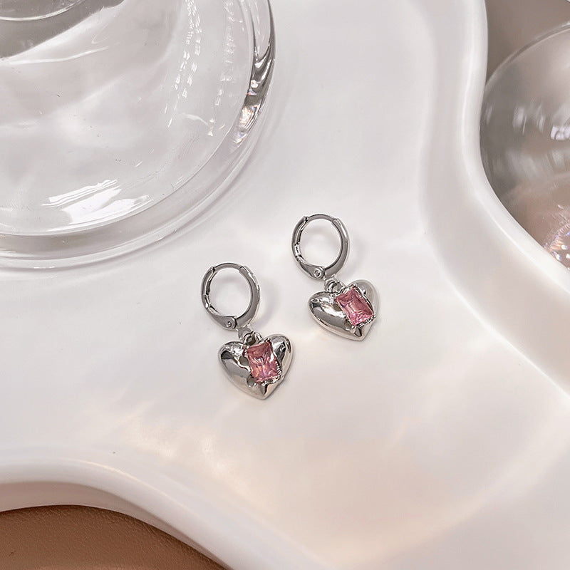 Wholesale Diamond Inlaid Love Alloy Earrings