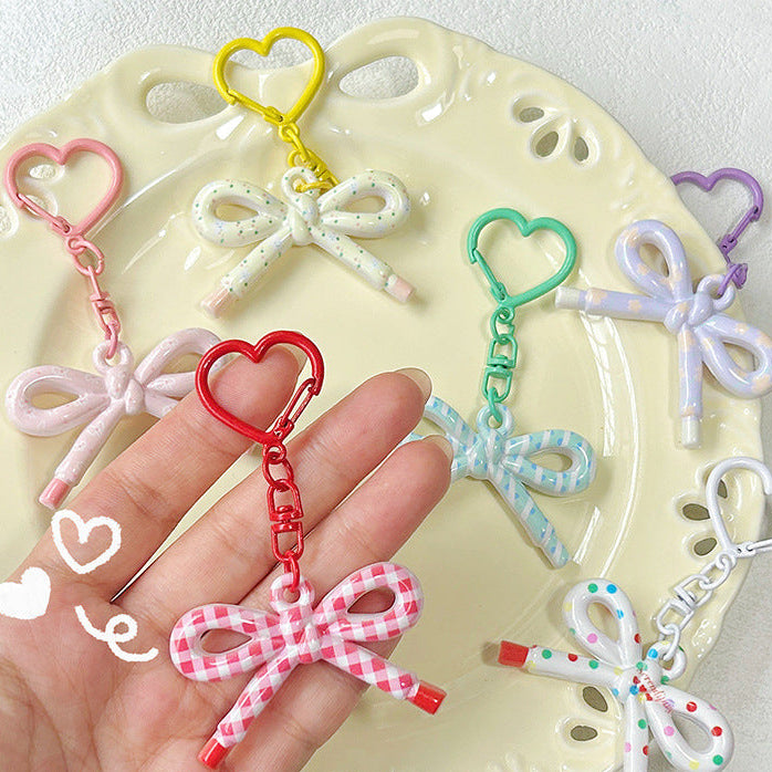 Wholesale Cute Double-Sided Printed Cut Out Bow Keychain