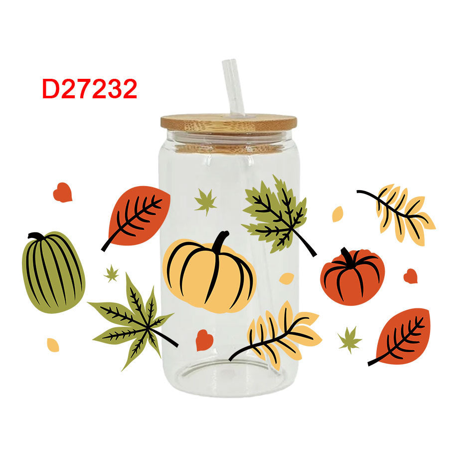 Wholesale  Pumpkin animal harvest  16oz Cup UV DTF Wraps