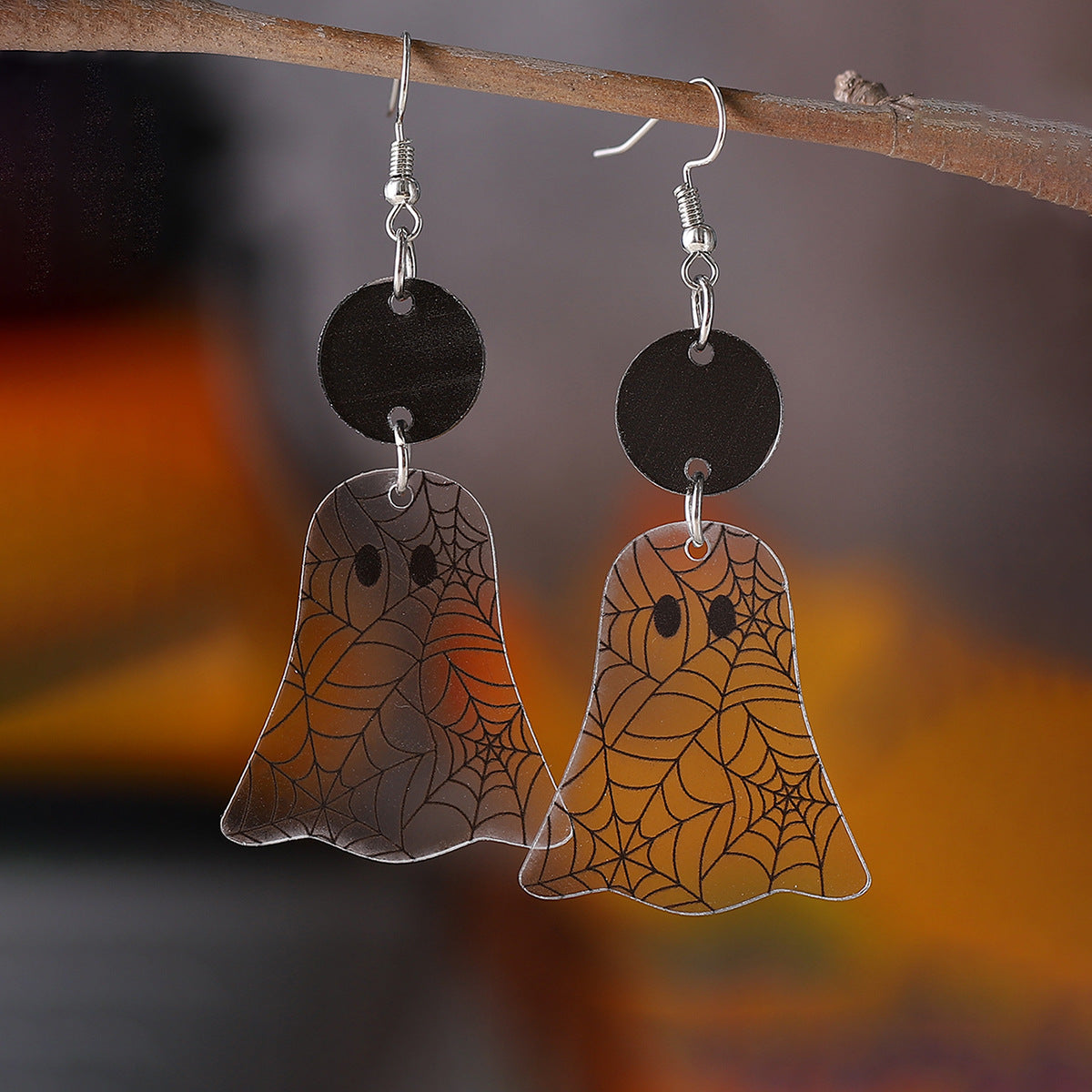 Wholesale  Halloween Bat Ghost Splicing Pendant Earrings Acrylic Double-Sided Earrings Halloween Earrings