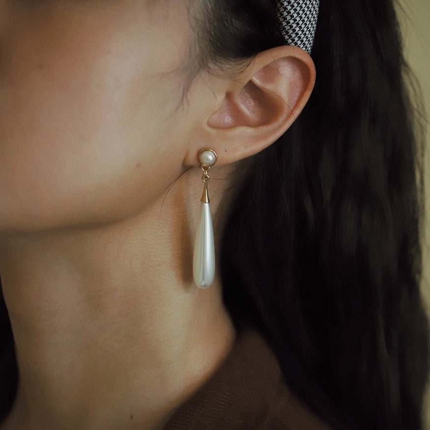 Wholesale Drop Pearl Metal Earrings