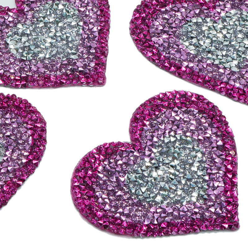 Wholesale Gradient colored heart-shaped rhinestone embroidery DIY Patches