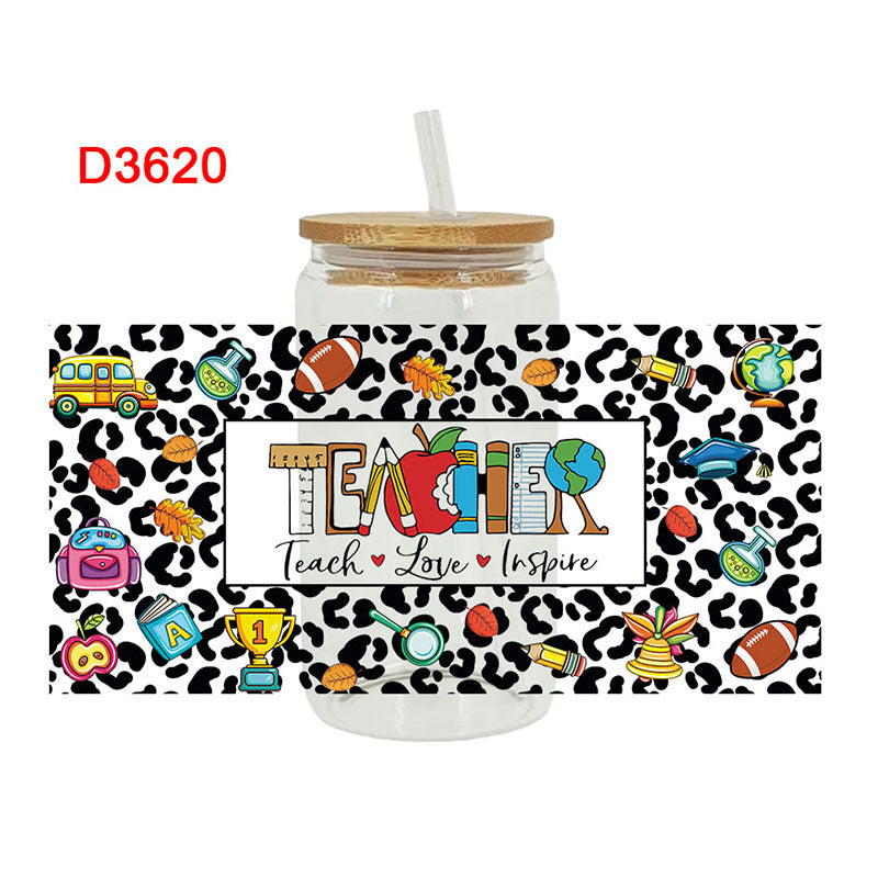 Wholesale Cartoon Cute Teacher Campus Theme 16oz Cup UV DTF Wraps