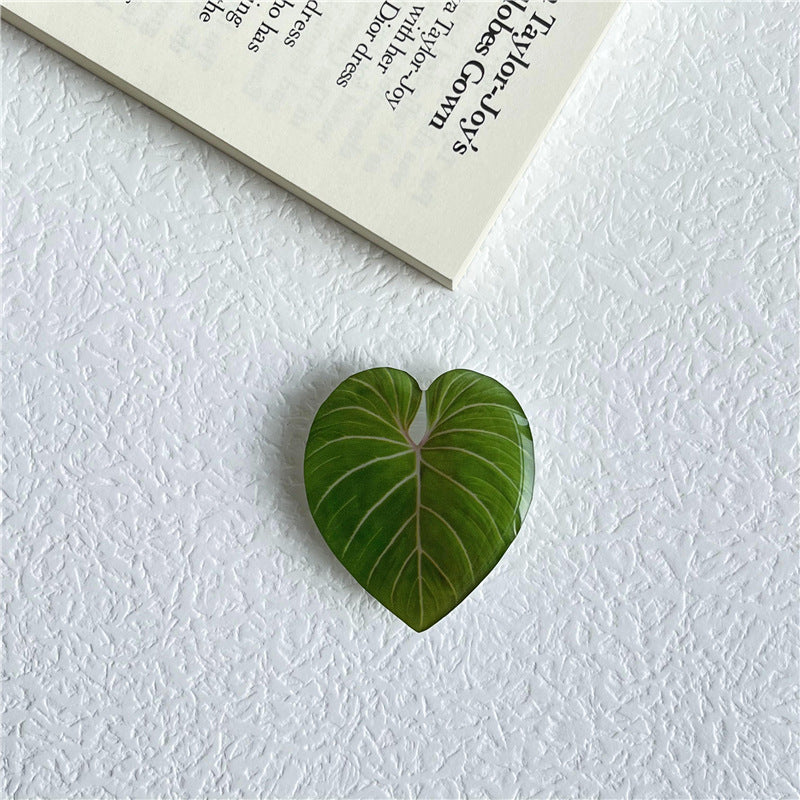 Wholesale Simulation fresh leaf epoxy airbag bracket creative lazy desktop support back sticker retractable Mobile phone bracket