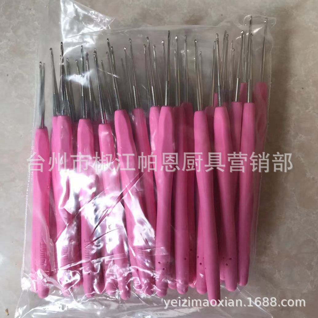 Wholesale 10pcs  TPR Soft Handle Aluminum Crochet Hook Set Colorful Lace Hook Fine Crochet Hook