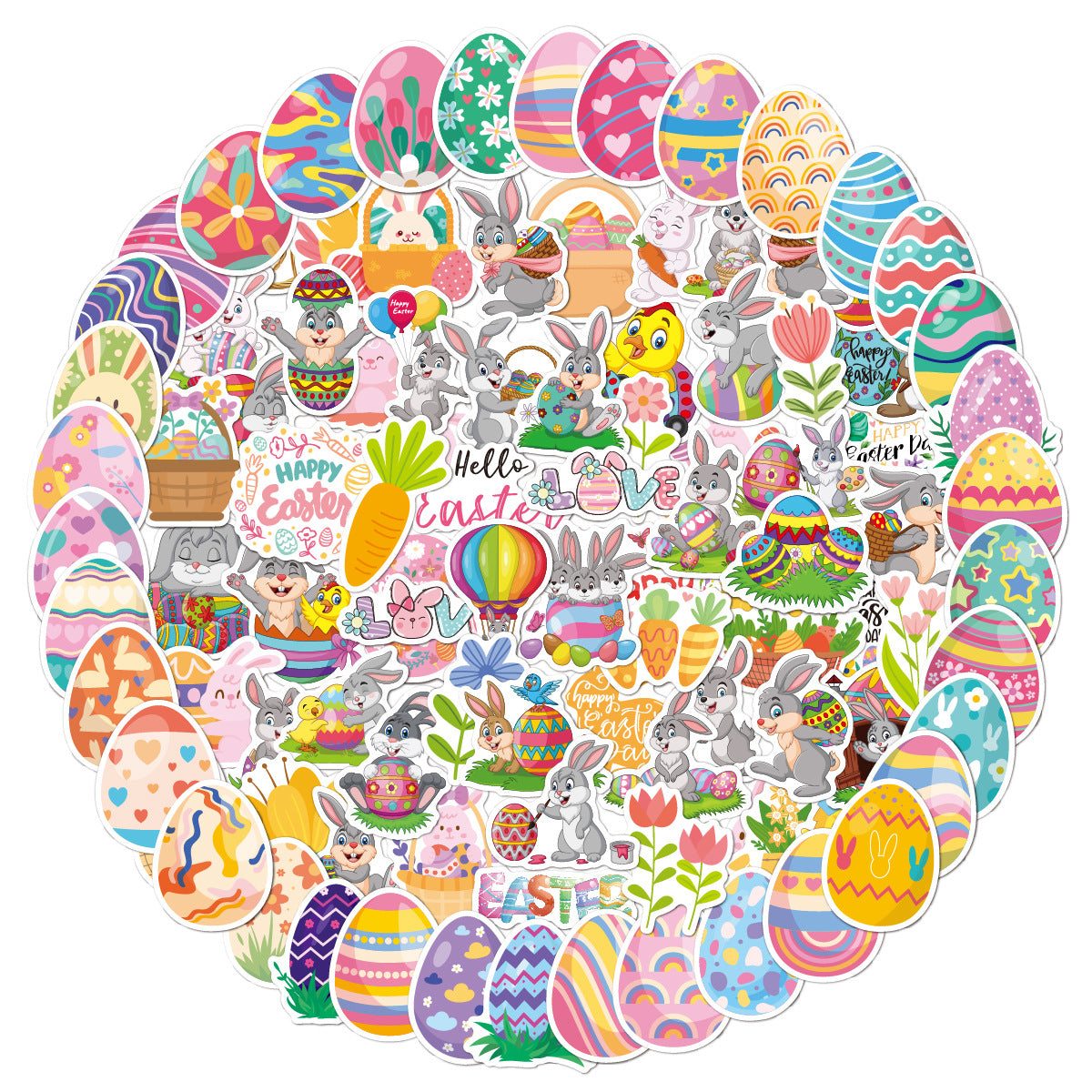 Wholesale 100pcs Easter Egg Series Waterproof Vinyl Stickers