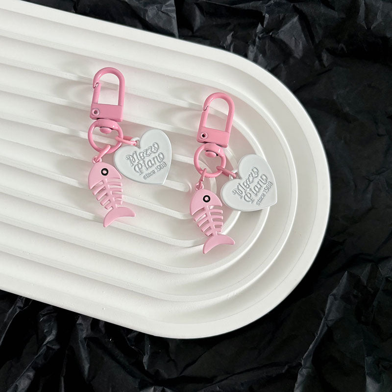 Wholesale Kitten and Fish Love Sweet Cool Alloy Keychain