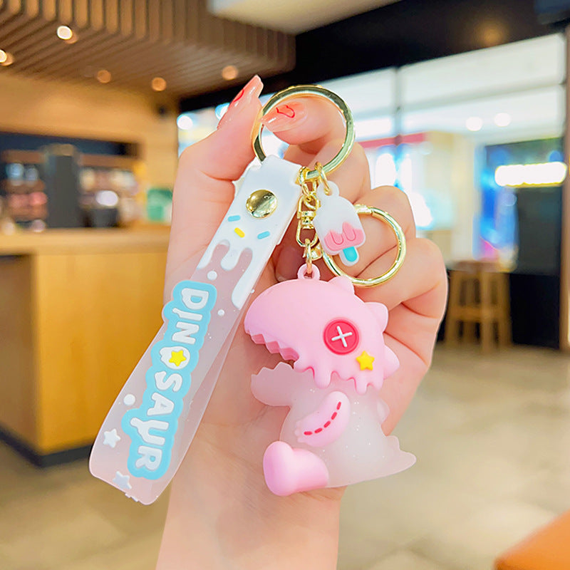 Wholesale PVC Ice Cream Dinosaur Keychain