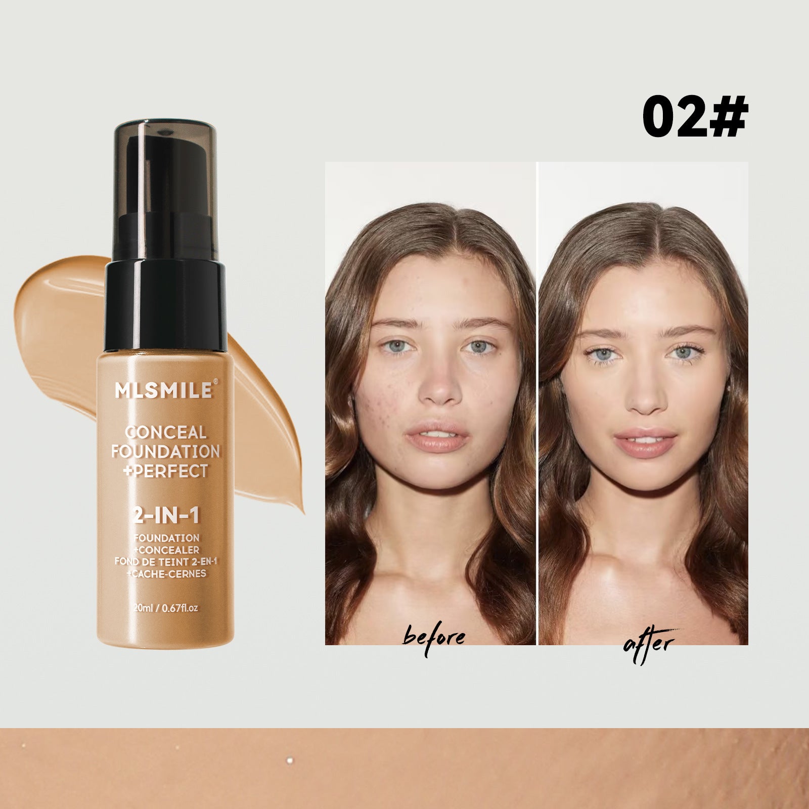 Wholesale MLSMILE Liquid Foundation Lasting Waterproof and Sweat-proof, Easy To Open The Oil Control Concealer Foundation