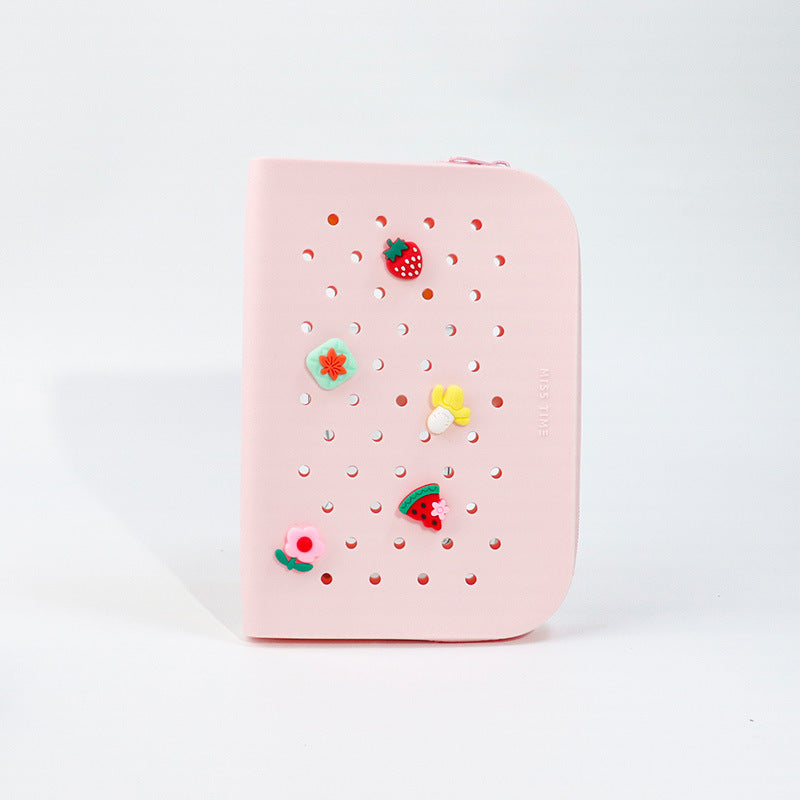 Wholesale Hole Silicone Multi-color DIY Creative Student Portable Non-deformable Stationery Pencil Bag