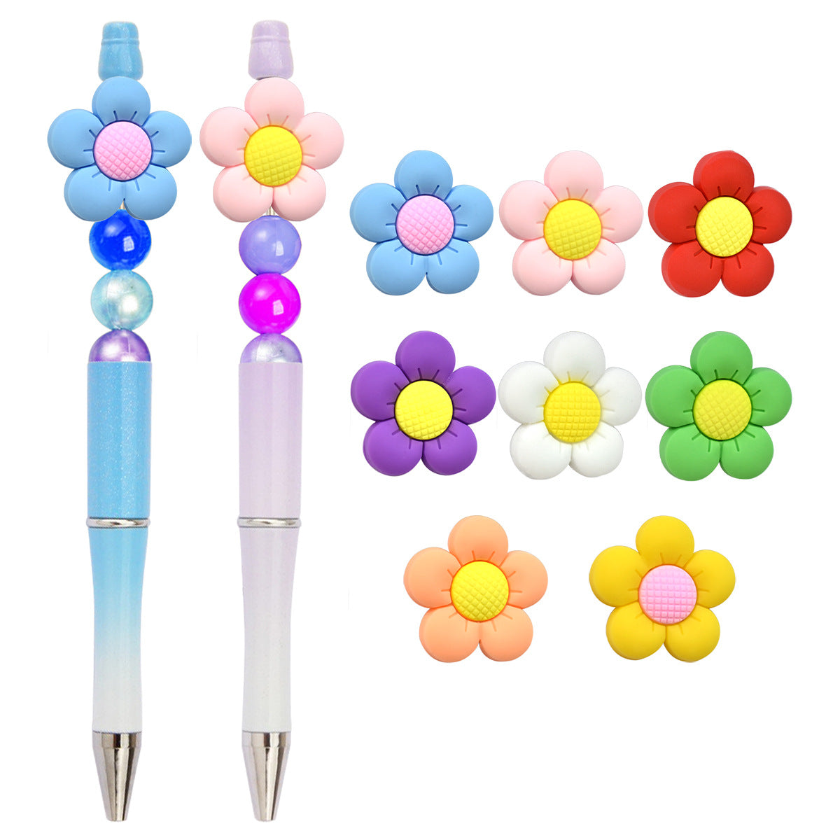Wholesale Random100pcs Ballpoint Pen Beaded Accessories Cute Flowers Pvc Burnt Beads