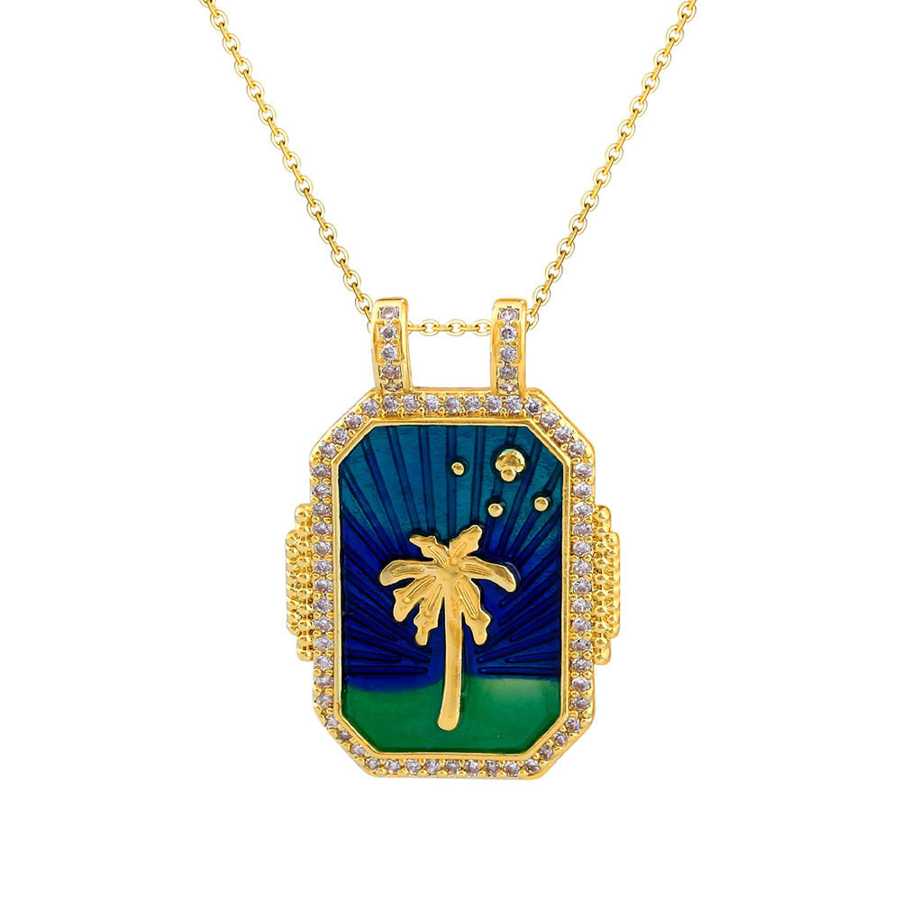 Wholesale Bohemian Heart Tarot Pendant Necklace Gold Plated Copper Fashion Jewelry Accessory For Party Gift