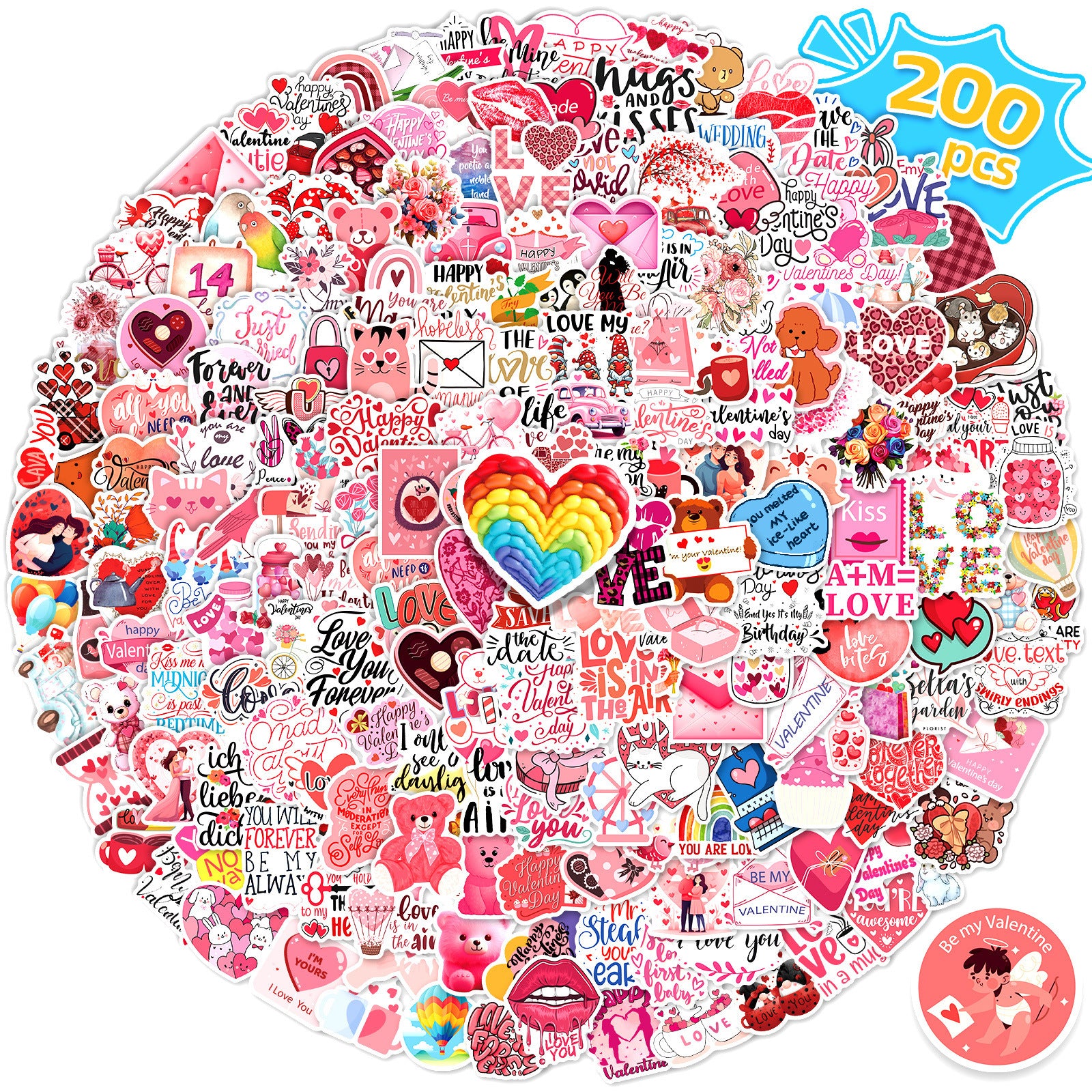 Wholesale 50pcs Valentine' s Day Stickers,  Love Wedding Valentine' s Day Stickers