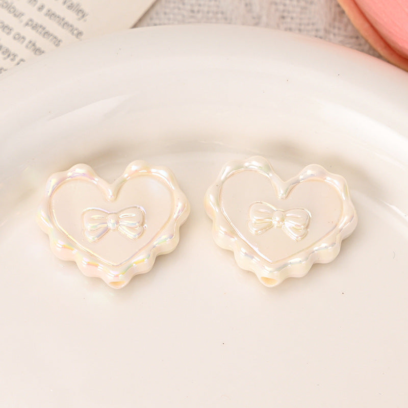 Wholesale  5pcs/pack  Heart-shaped beaded bow   Acrylic Beads