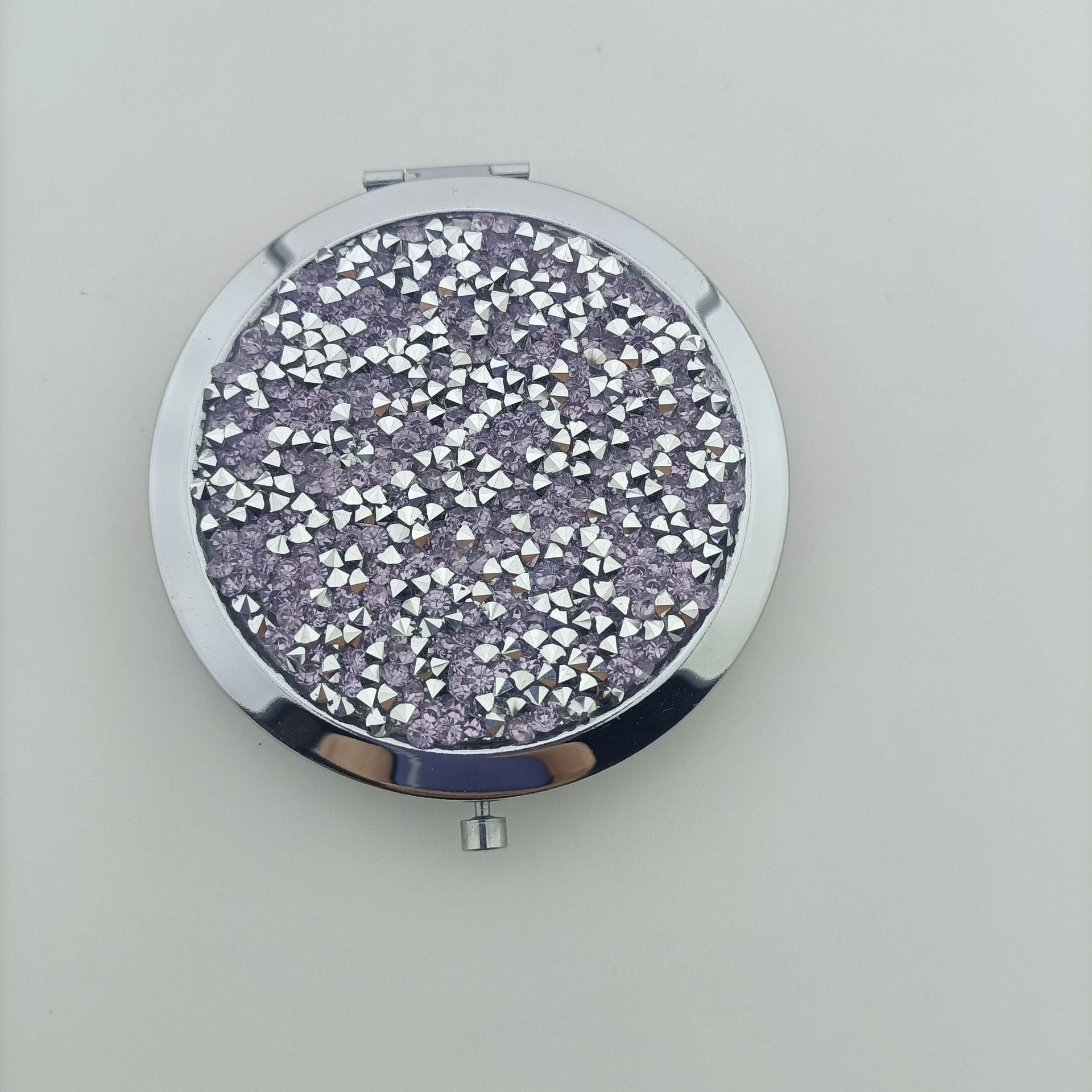 Wholesale Crystal Diamond Patch Circular Double-sided Mini Pocket Aluminum Mirror