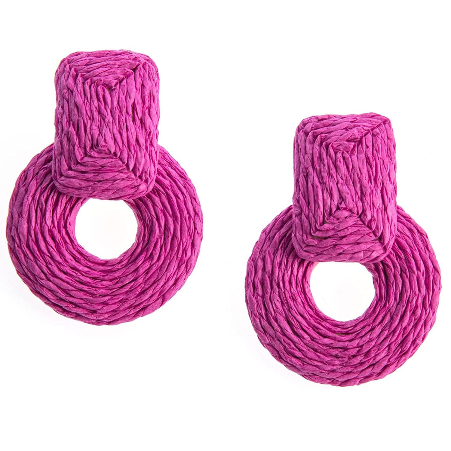 Wholesale Raffia Handmade Geometric Earrings