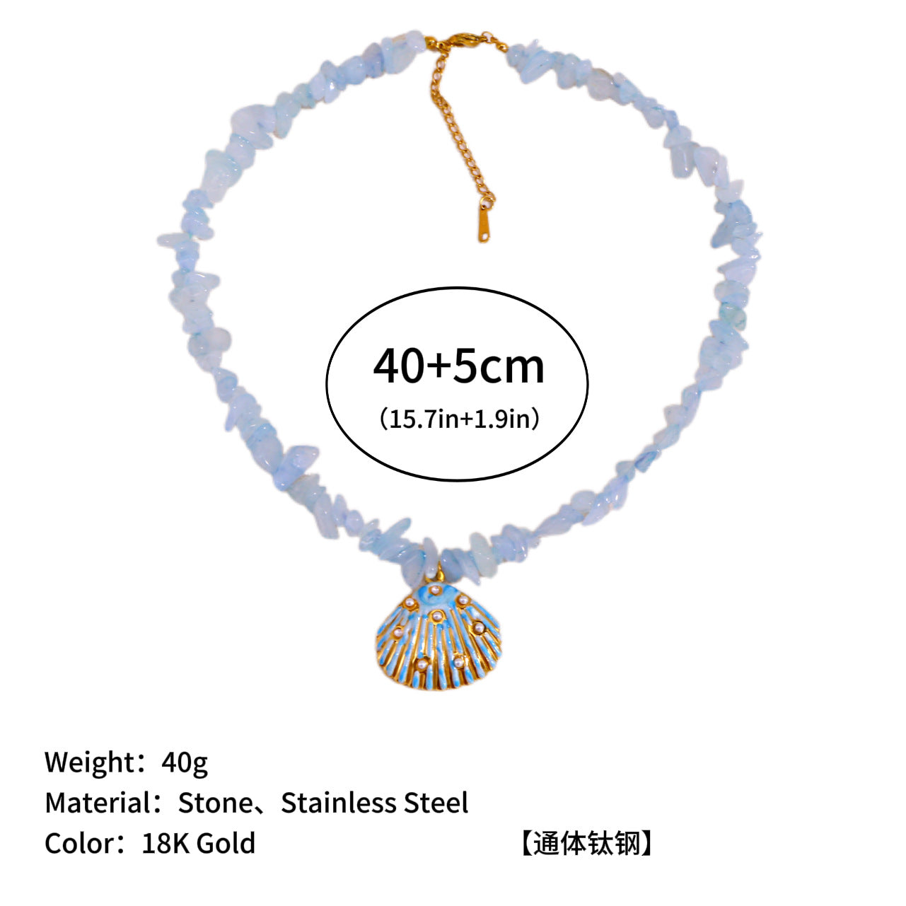 Wholesale Stone Gravel Pillar Necklace Titanium Steel Clavicle Chain