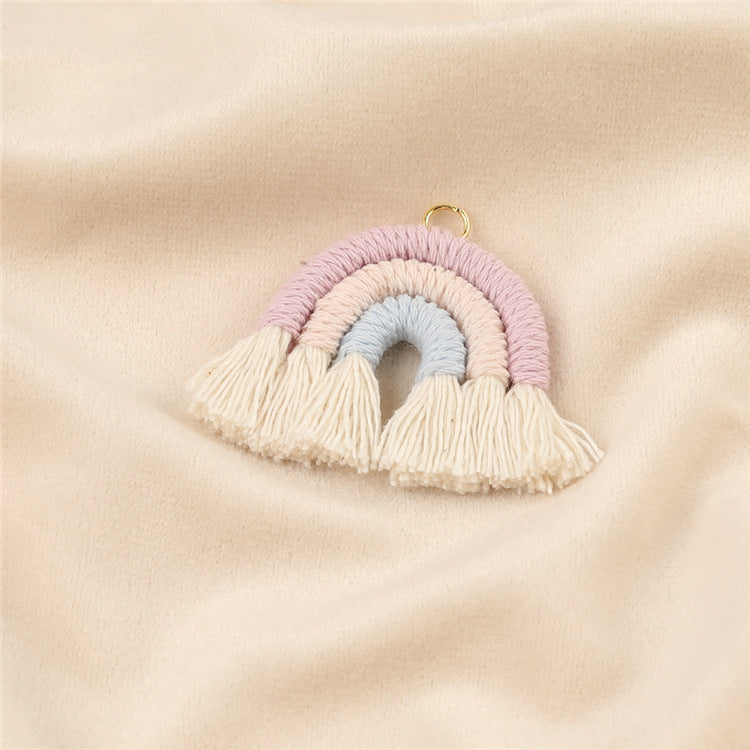 Wholesale Cotton Handwoven Tassel Rainbow Keychain Accessories