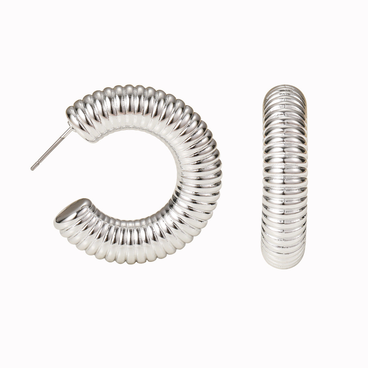 Wholesale Fashion Thick Cylindrical Tube Simple 18k Plated Hollow Ear Bone Clip Earrings