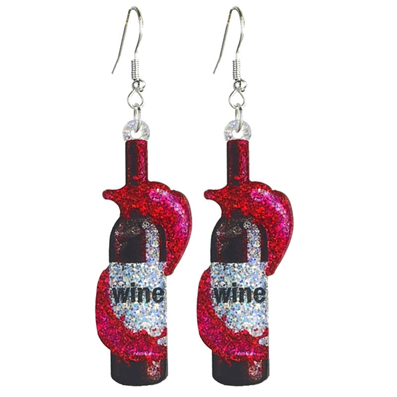 Wholesale 2 Pairs/pack Liquor Shiny Colorful Spring Summer Ball Party Red Wine Cocktail Earrings