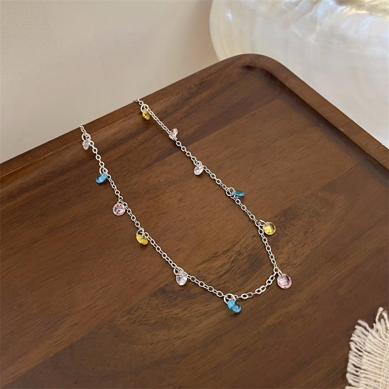 Wholesale Colorful Zircon Rainbow Metallic Necklaces