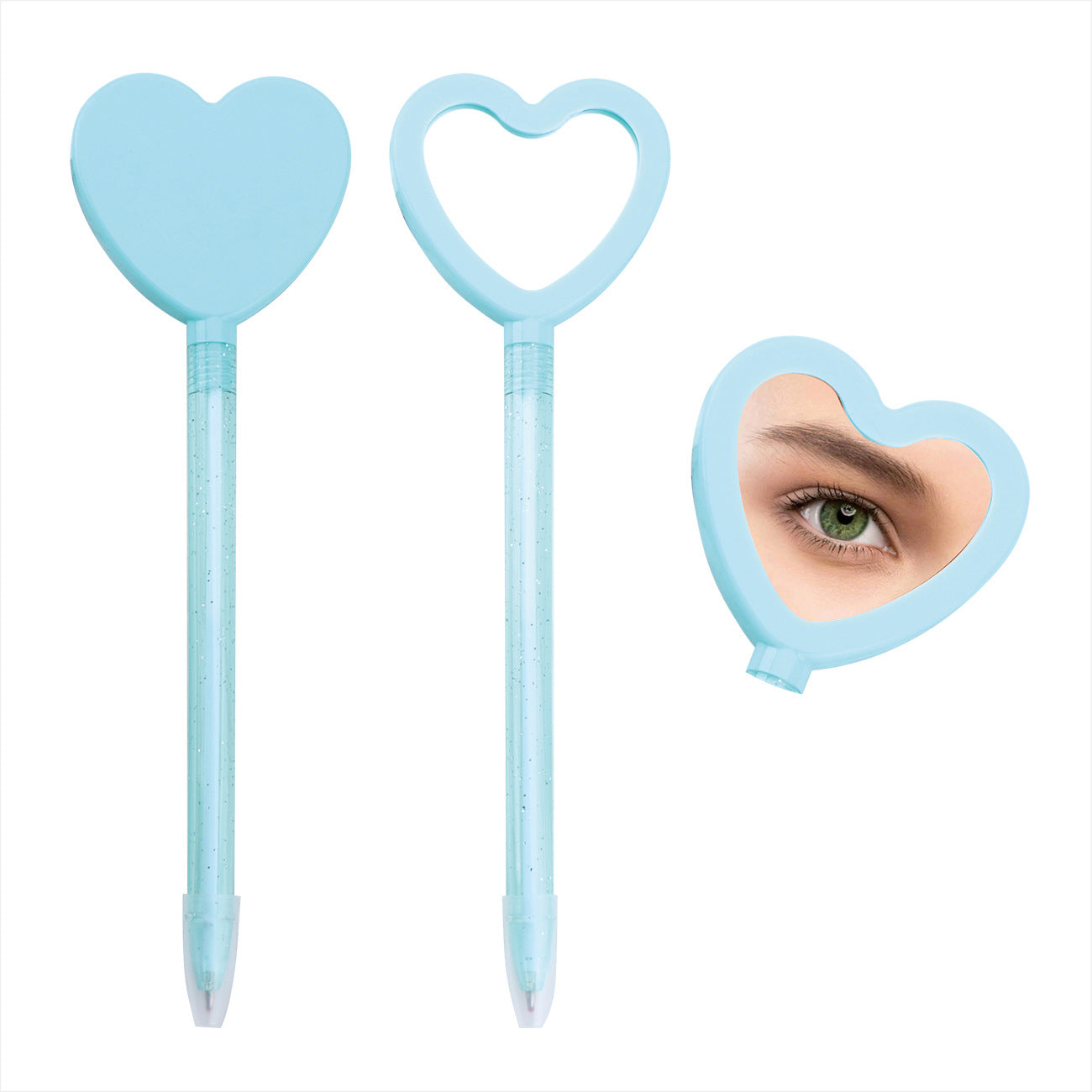 Wholesale Valentine' s Day Heart Handle Mirror Ballpoint Plastic Pen