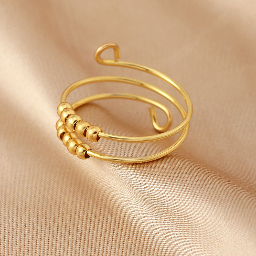 Wholesale New Rainbow Rice Bead Titanium Ring