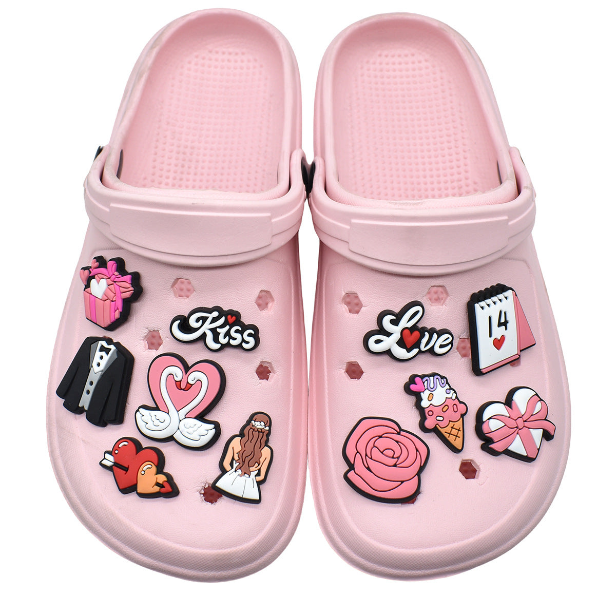 Wholesale Random 100pcs Valentine' s Day Series Wedding Dessert Cartoon Croc Charms