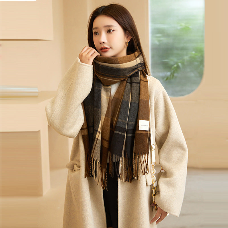 Wholesale Autumn and Winter Plaid Thick Imitation Cashmere Warm Scarf