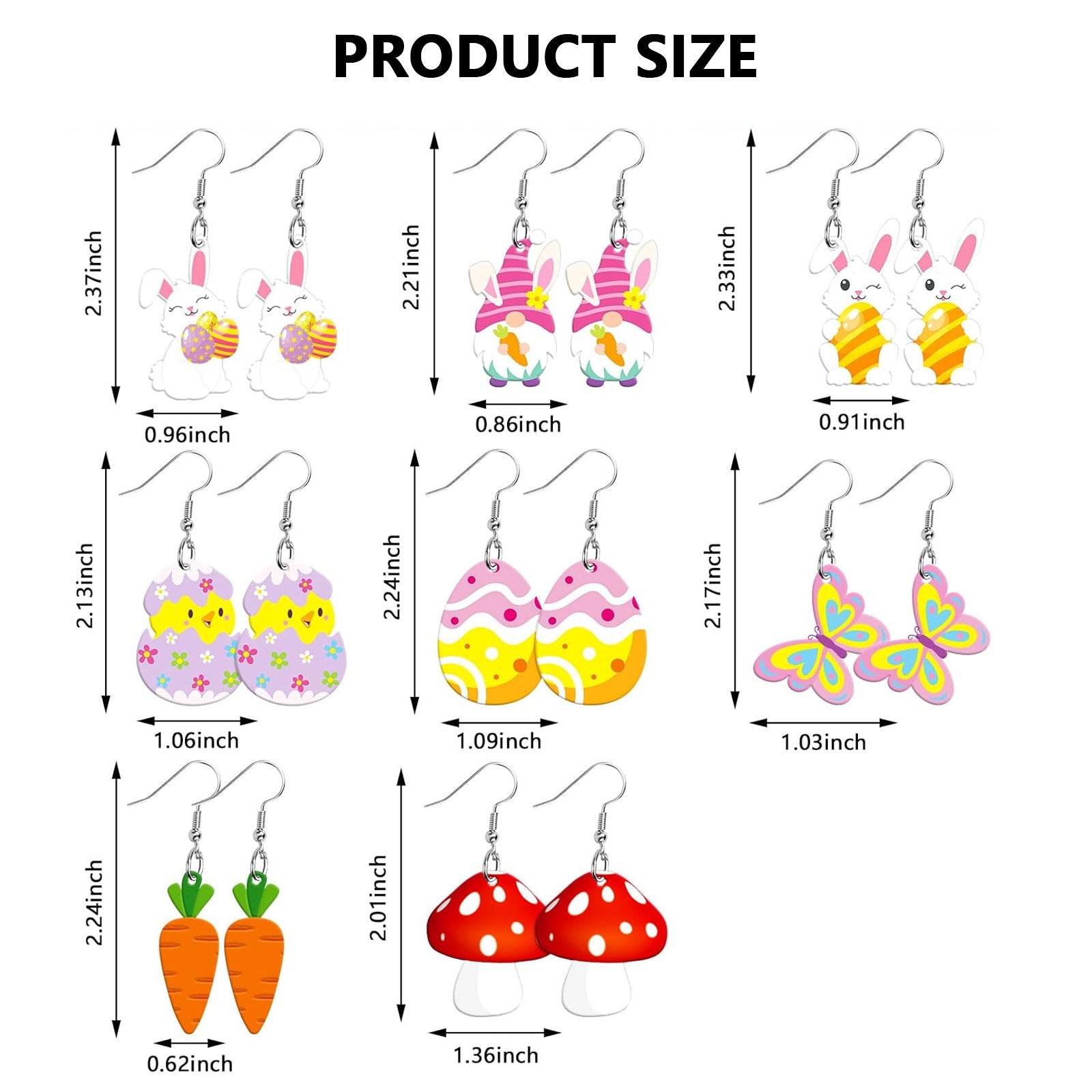 Wholesale Easter rabbit Egg Mushroom Double-sided Acrylic Earrings