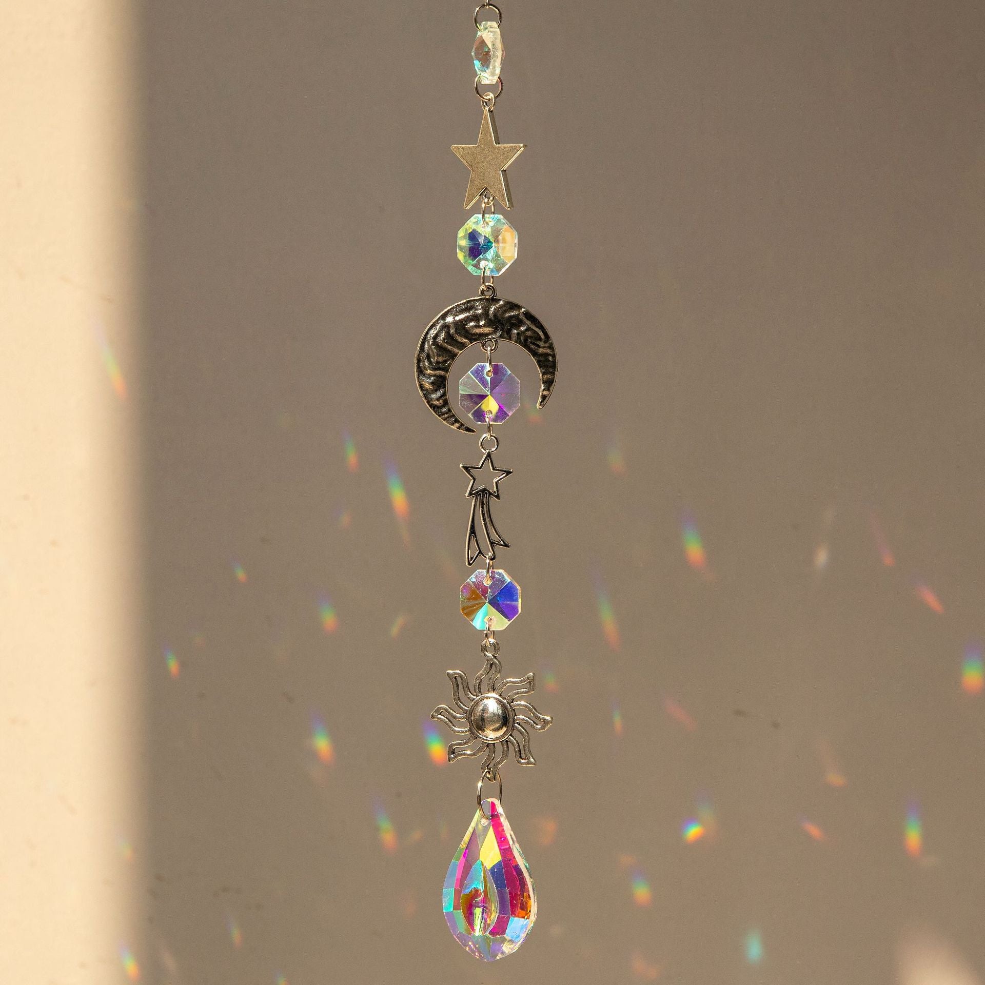 Wholesale Silver Planet Galaxy Sun Moon Star Crystal Sun Catcher Pendant