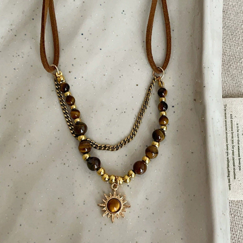Wholesale Tiger Eye Pendant Double Necklace